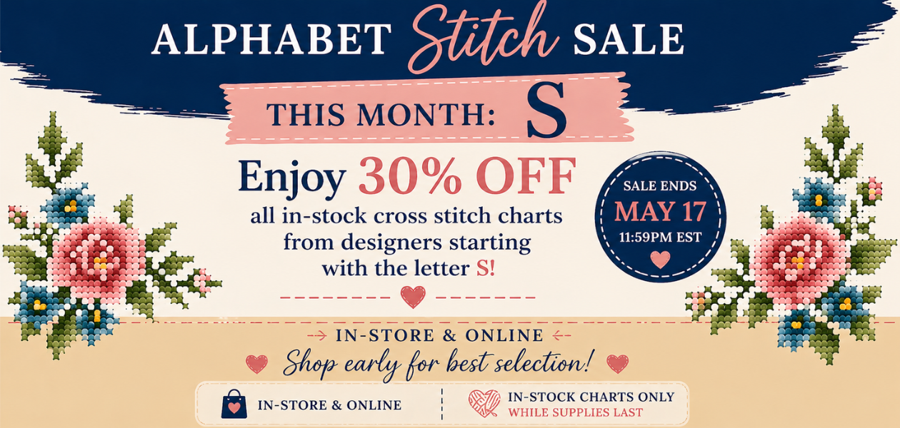 Alphabet Stitch Sale - Save up to 30% off in Stock Cross Stitch Charts - Ends May 17